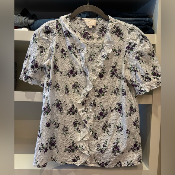 Sézane Andie Blouse in Purple Blossom, size 34 FR - Picture 2 of 5